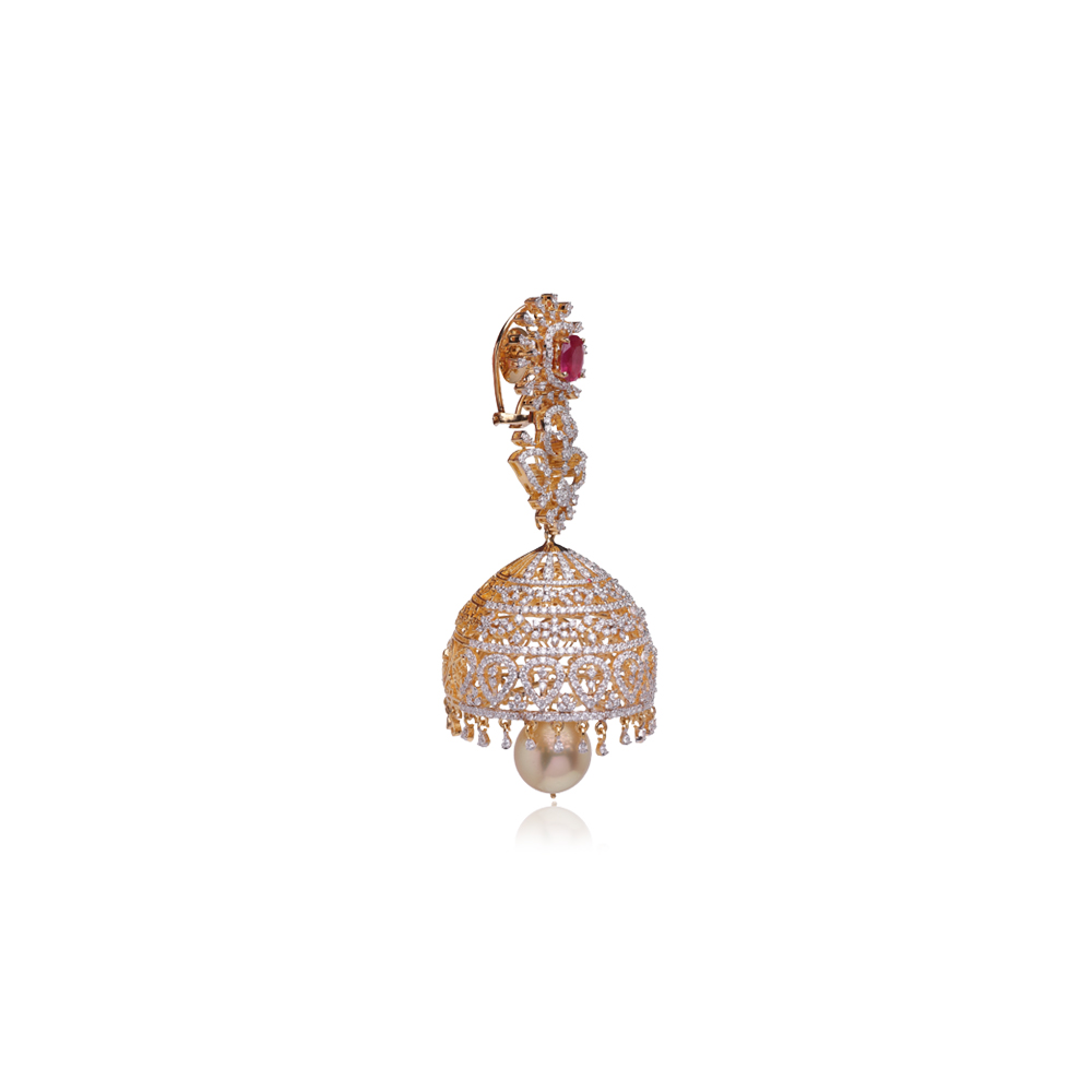 Elegant Rubies & Diamond Jhumkas Elegant Rubies & Diamond Jhumkas