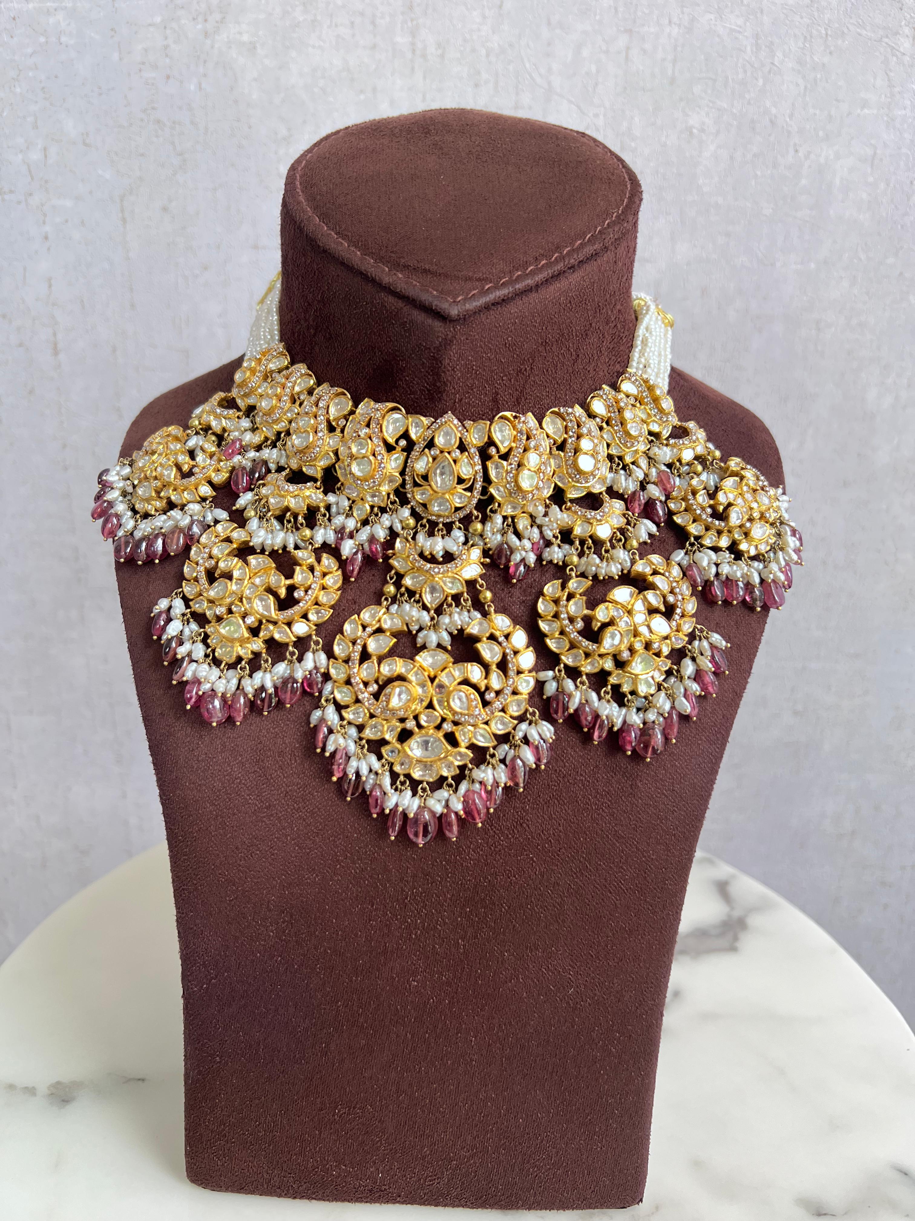 Tourmaline Kundan Necklace with K.C Pearls