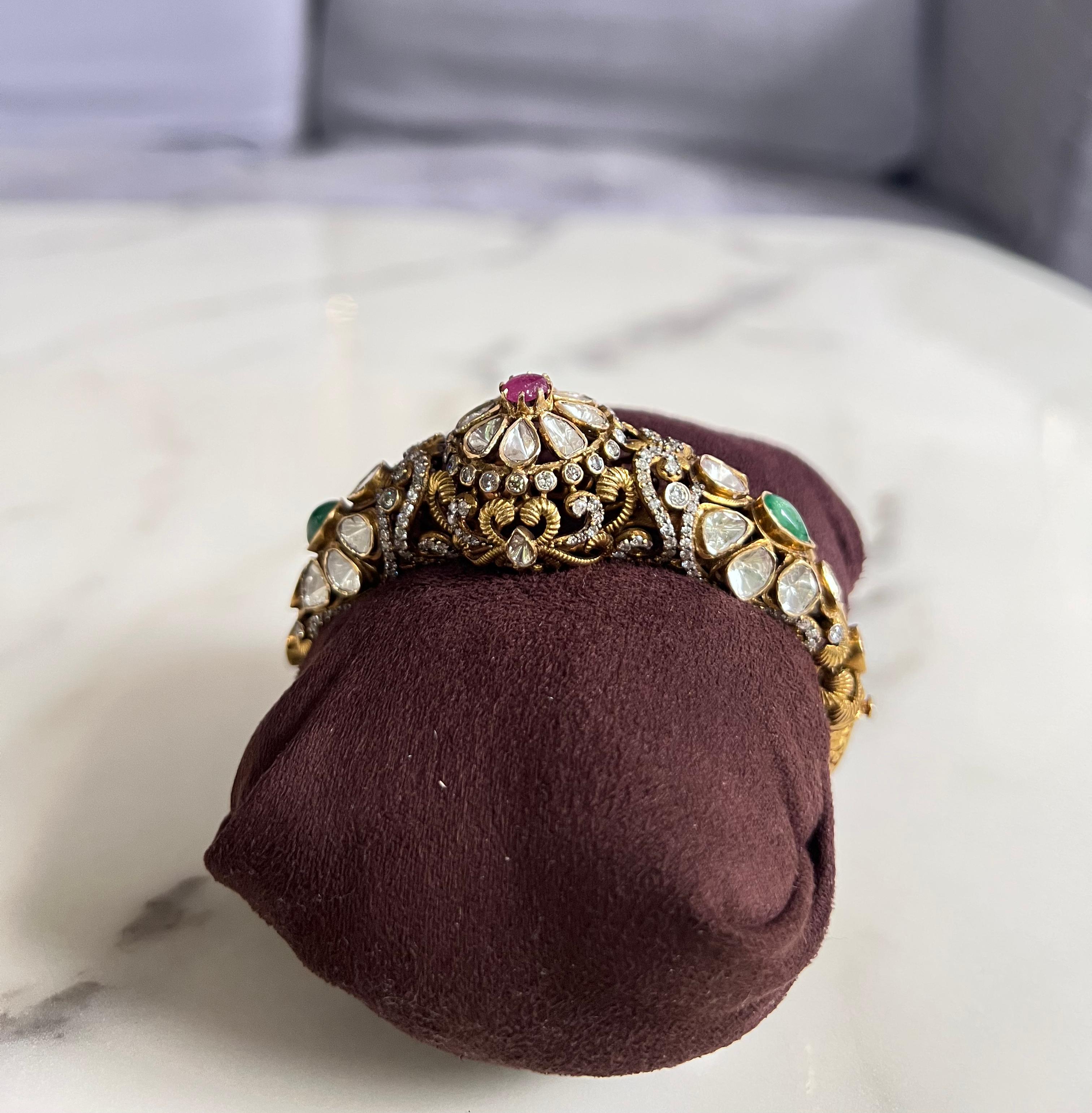 Polki Kada With Ruby and Emerald Polki Kada With Ruby and Emerald