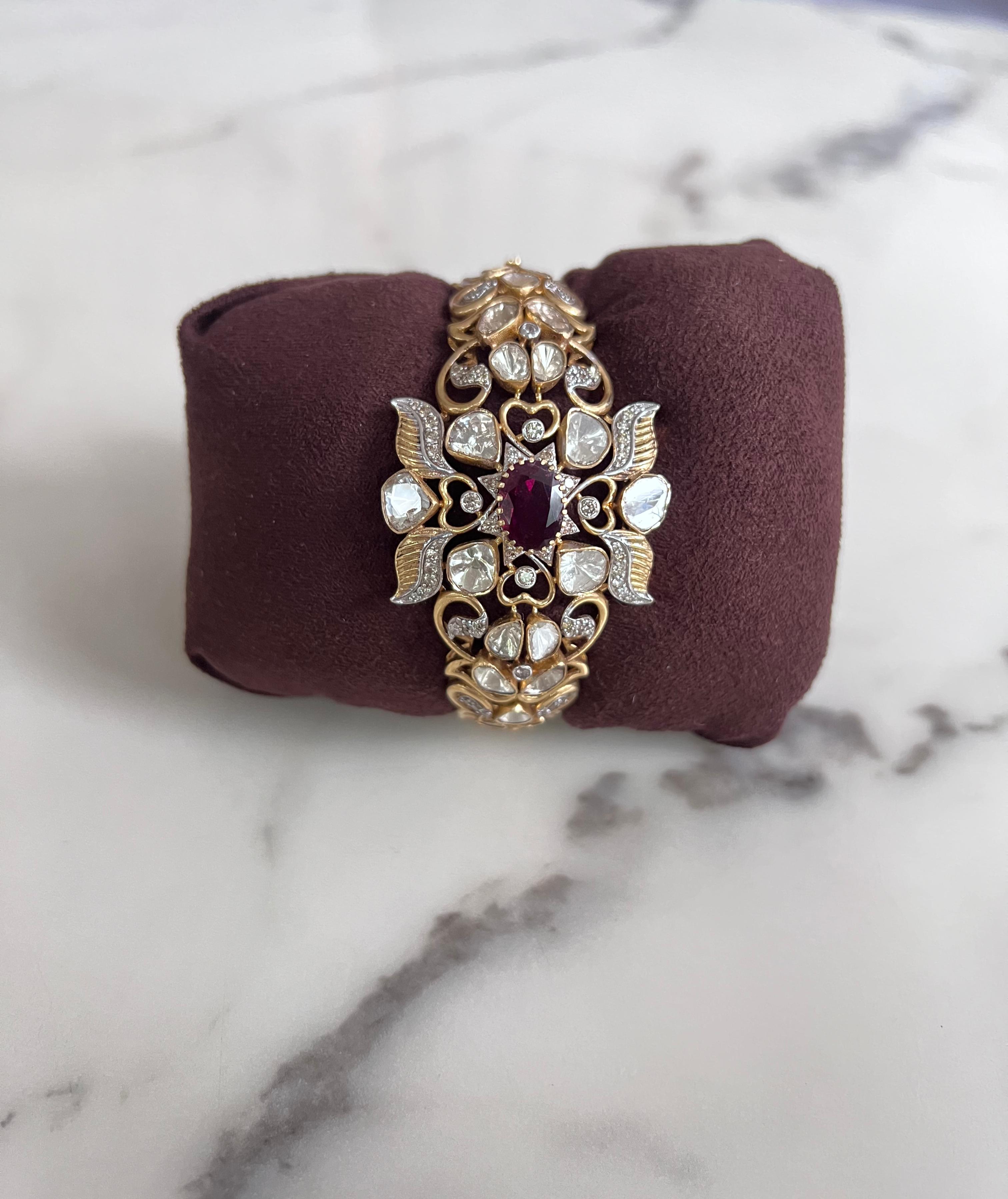 Nature Inspired Polki Bracelet with Tourmaline Nature Inspired Polki Bracelet with Tourmaline
