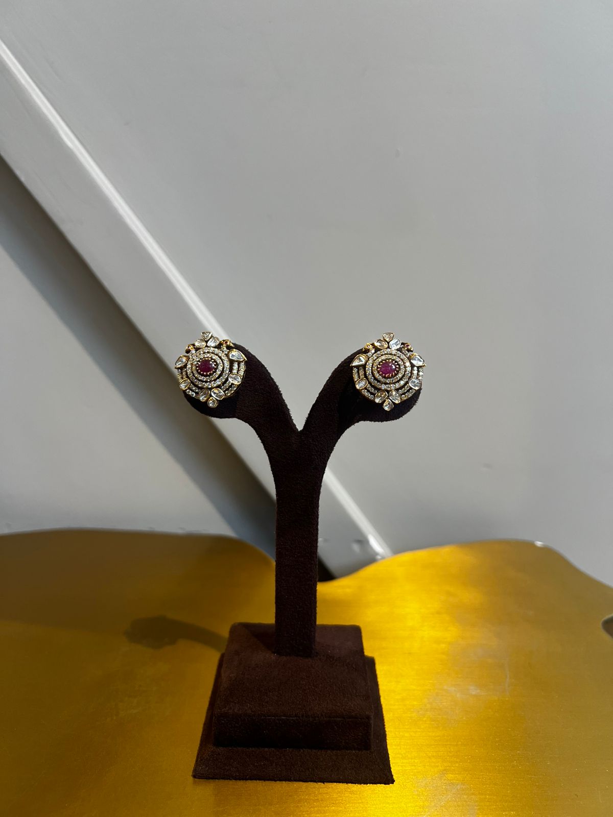 Gorgeous Polki Earrings with Bangkok Ruby Gorgeous Polki Earrings with Bangkok Ruby