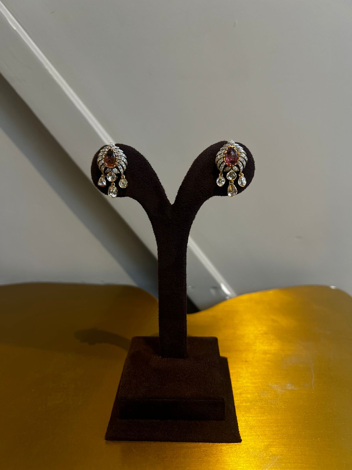 Exquisite Polki Earrings with Tourmaline Exquisite Polki Earrings with Tourmaline