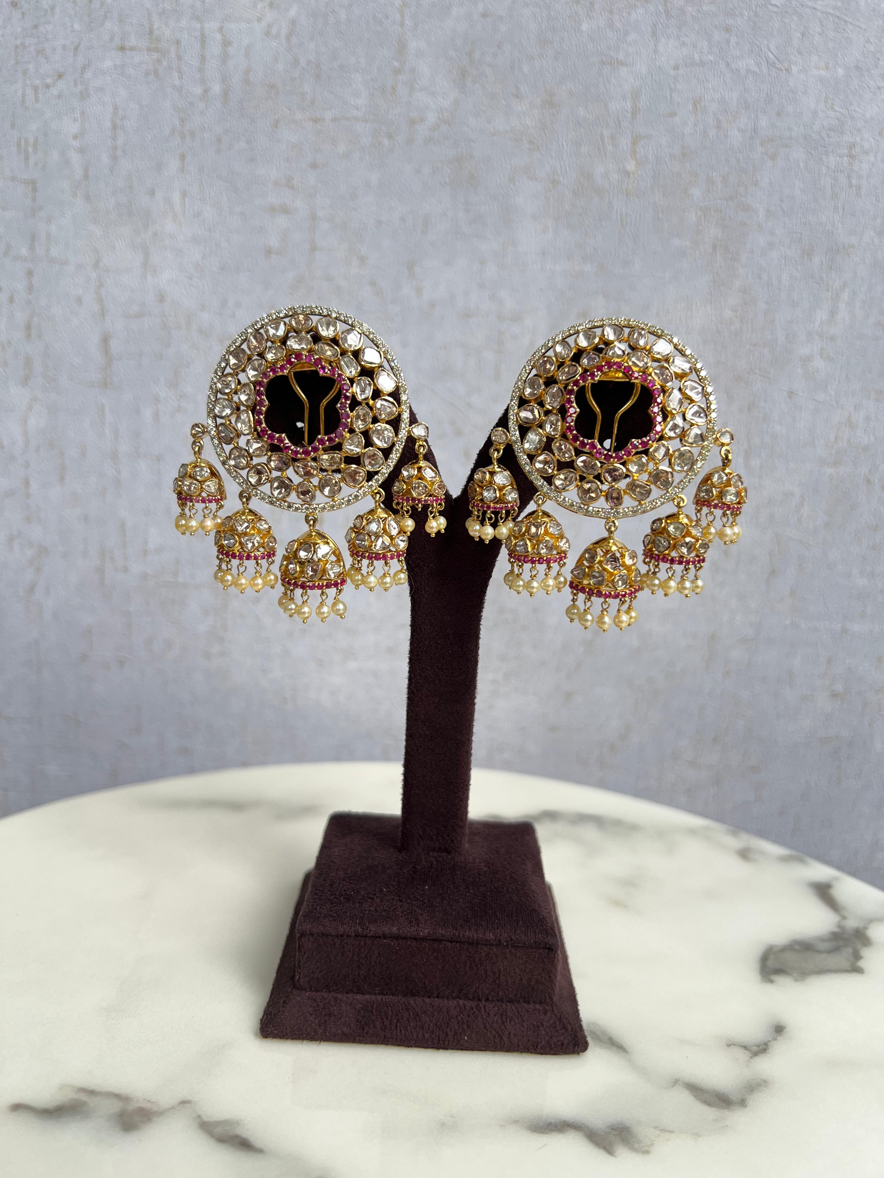 Statement Polki Stud with Jumkies Statement Polki Stud with Jumkies