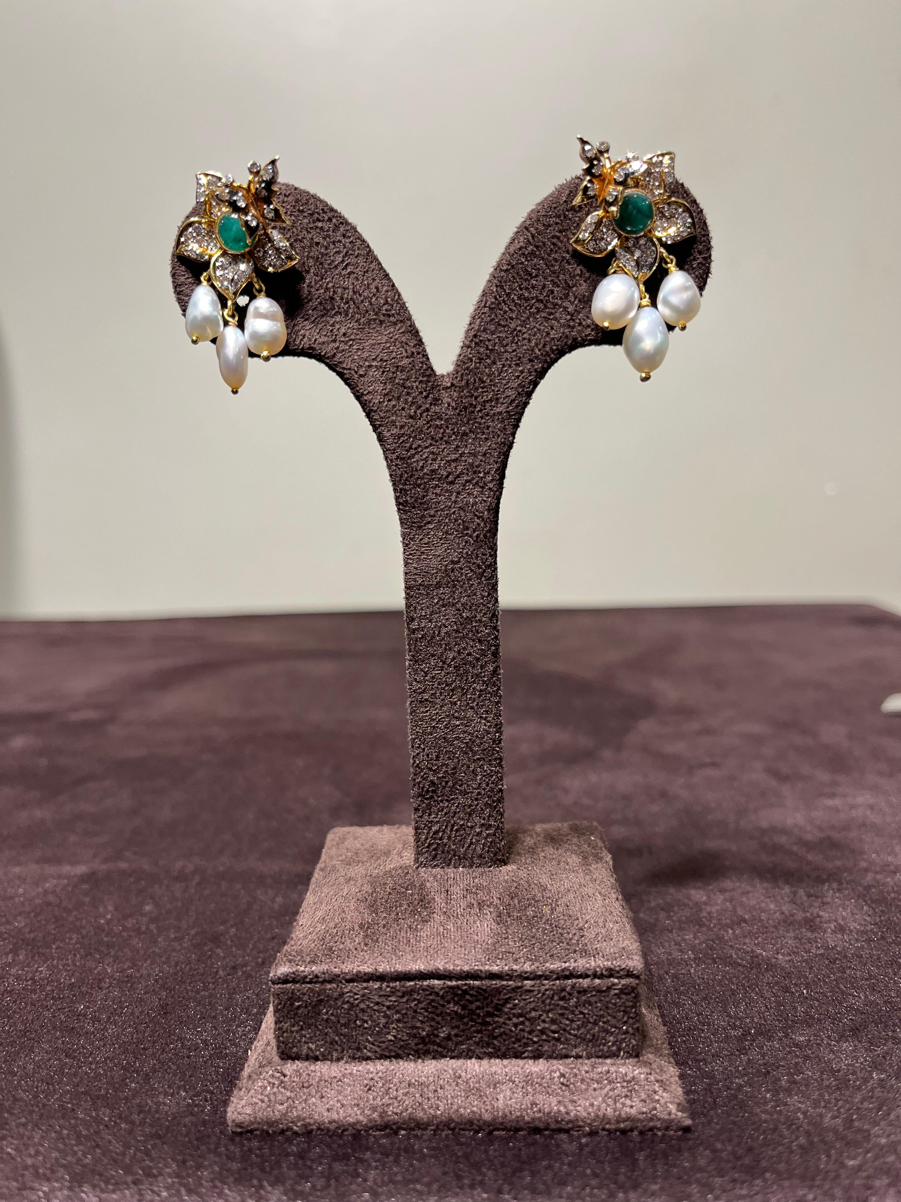 Nature Inspired with Carved Emerald Earrings