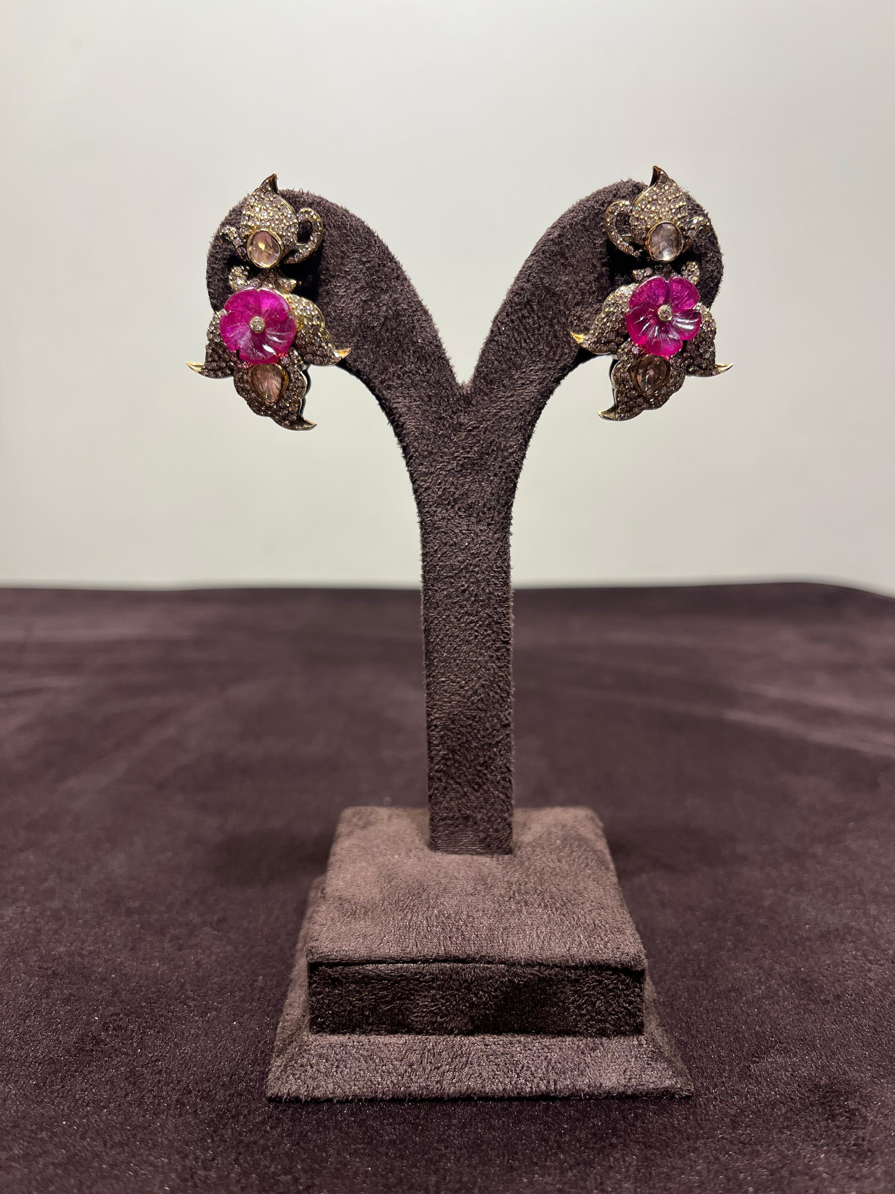 Carved Ruby Flower Victorian Hangings Carved Ruby Flower Victorian Hangings