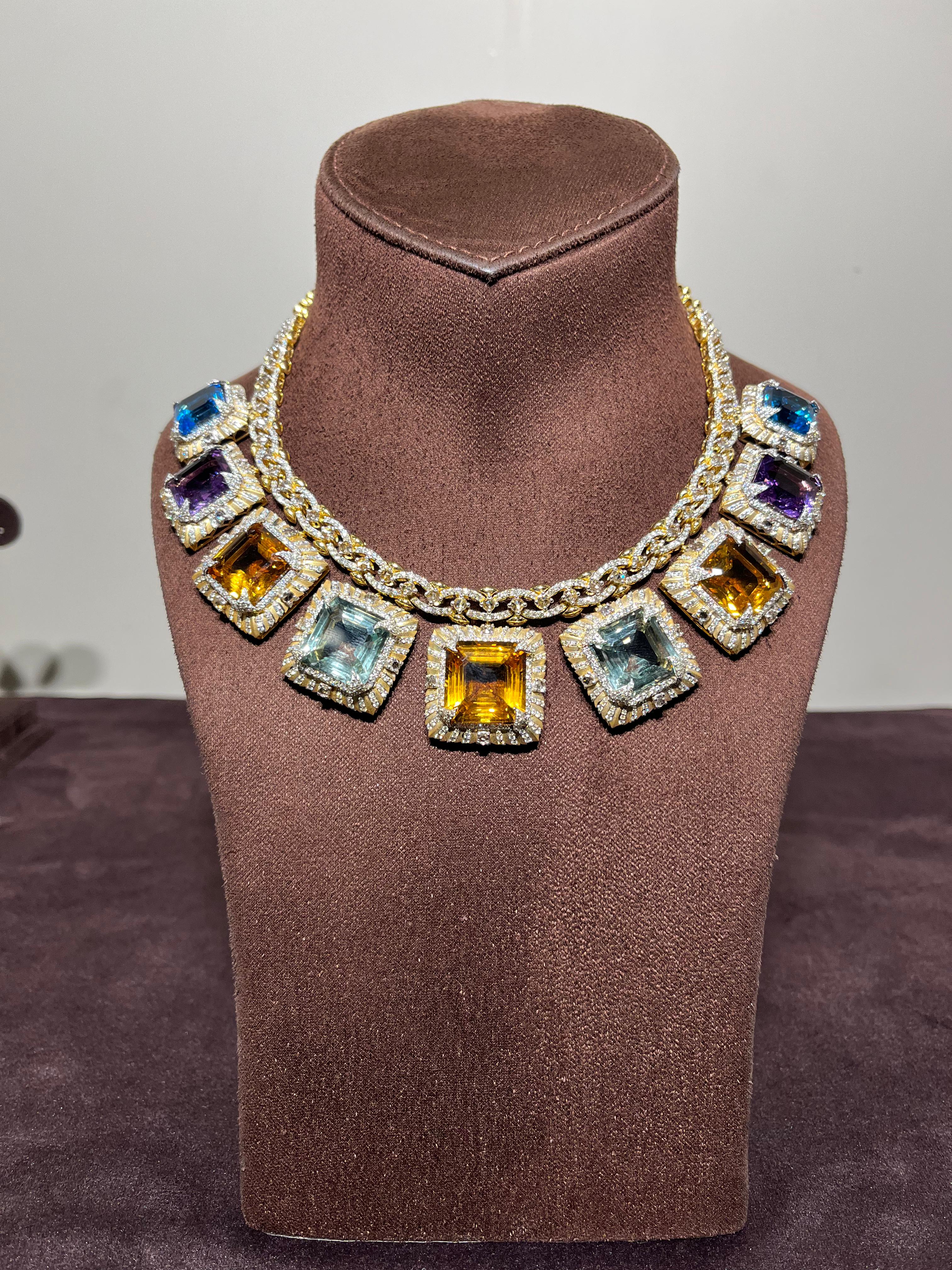 Statement Multi-colored Quartz Necklace