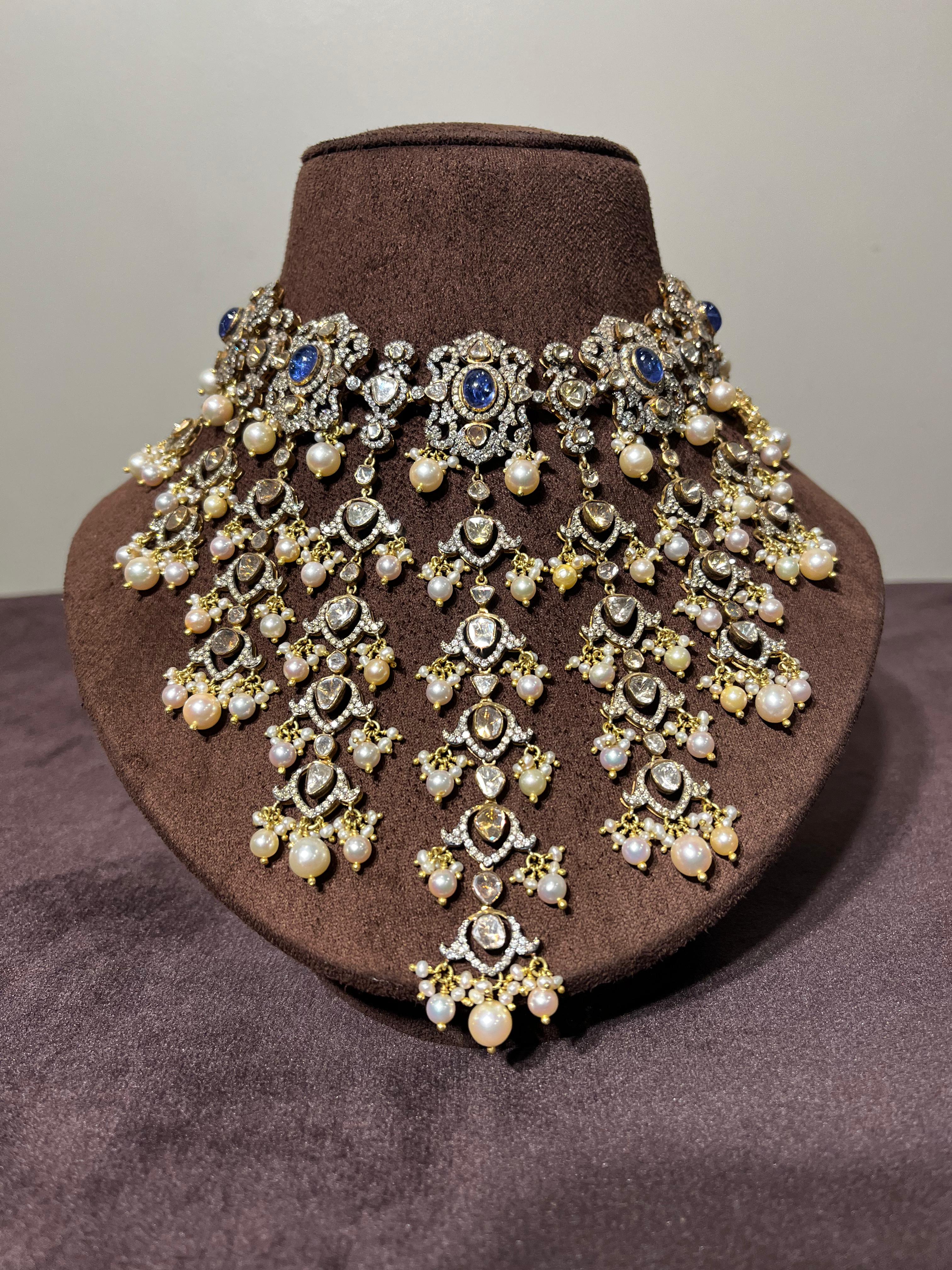 Chic Polki Choker with Tanzanite and Pearls Chic Polki Choker with Tanzanite and Pearls