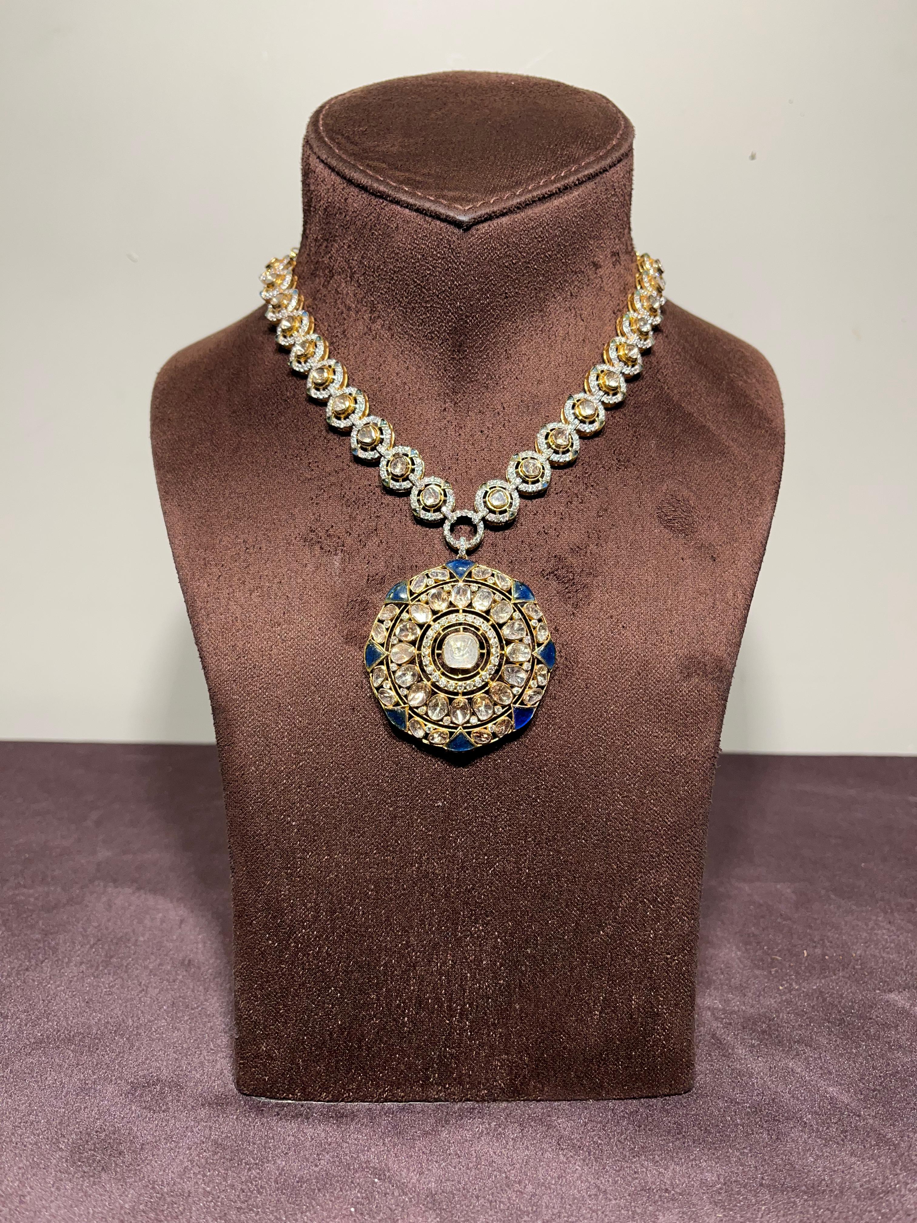Sophisticated Polki Necklace with Tanzanite Sophisticated Polki Necklace with Tanzanite
