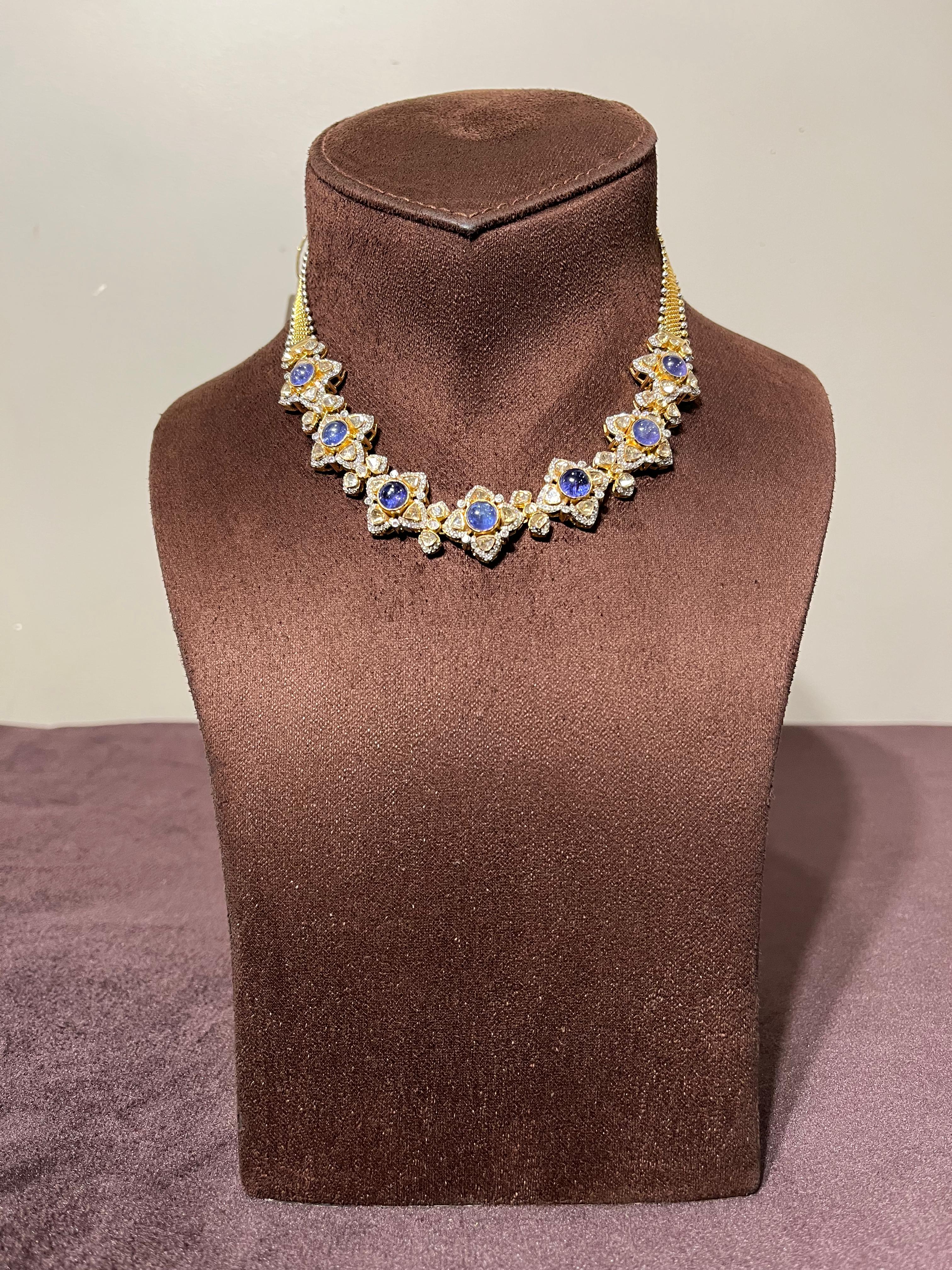 Pretty Polki Necklace with Tanzanite Pretty Polki Necklace with Tanzanite